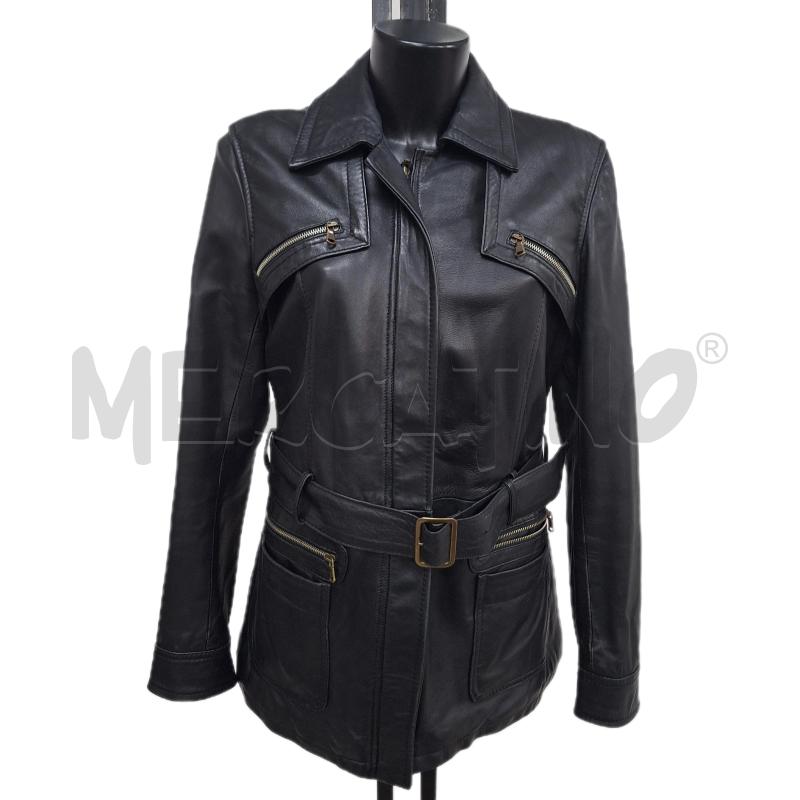 GIACCA DONNA VERA PELLE NERO 48 CINTURA ZIP | Mercatino dell'Usato Ottaviano 1