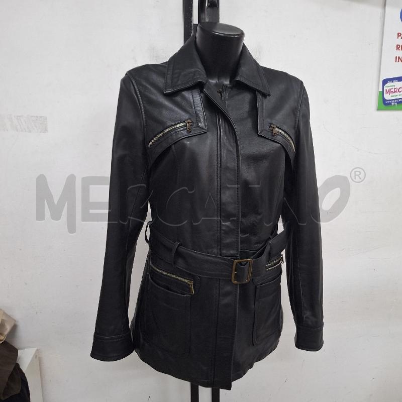 GIACCA DONNA VERA PELLE NERO 48 CINTURA ZIP | Mercatino dell'Usato Ottaviano 2