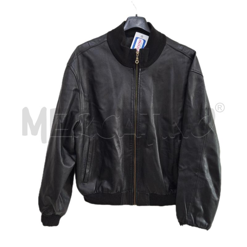 GIACCA UOMO VERA PELLE NERO 50 COLLETTO TESSUTO | Mercatino dell'Usato Ottaviano 1