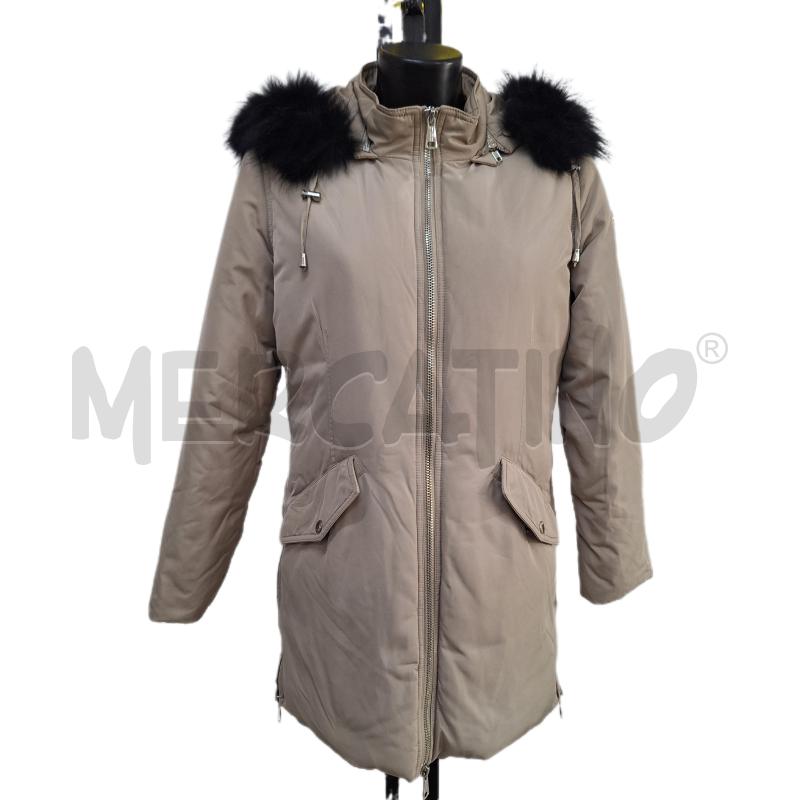 GIUBBINO DONNA CAMOMILLA BEIGE CAPPUCCIO PELLICCIOTTO NERO | Mercatino dell'Usato Ottaviano 1