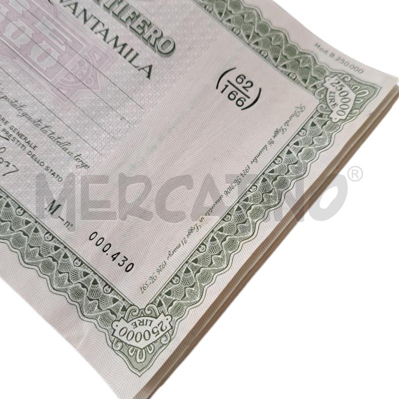 LIBRETTO BUONO POSTALE FRUTTIFERO L. 250.000 | Mercatino dell'Usato Ottaviano 3