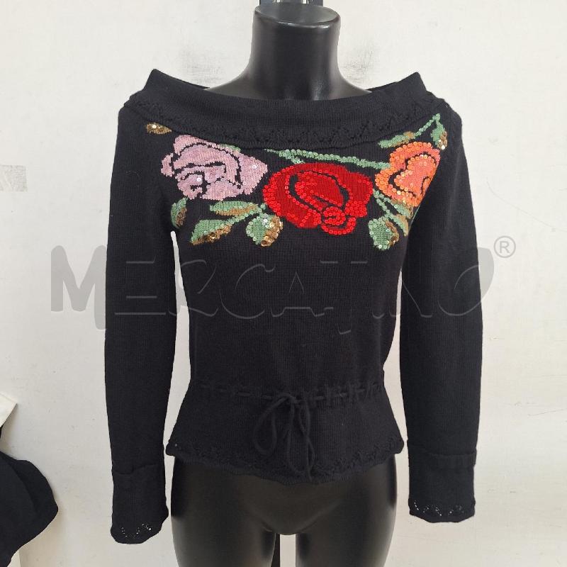 MAGLIA DONNA LUISA SPAGNOLI NERO FIORELLINI | Mercatino dell'Usato Ottaviano 3