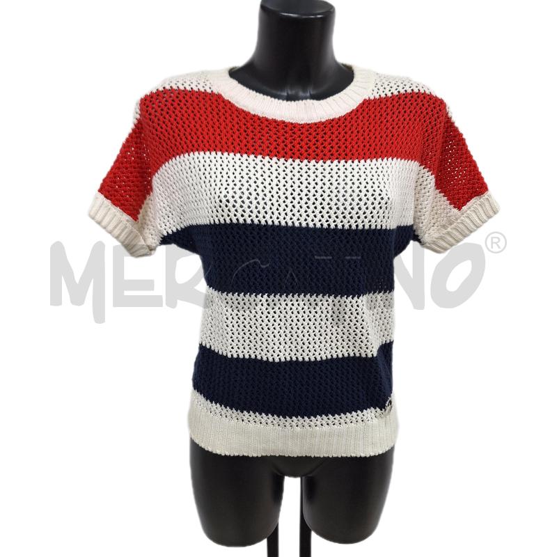 MAGLIA DONNA MONCLER BIANCO ROSSO BLU | Mercatino dell'Usato Ottaviano 1