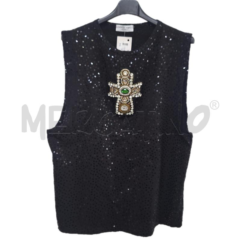 MAGLIA DONNA ODI ET AMO NERO CROCE PAILLETTES | Mercatino dell'Usato Ottaviano 1