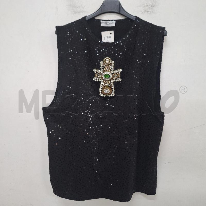 MAGLIA DONNA ODI ET AMO NERO CROCE PAILLETTES | Mercatino dell'Usato Ottaviano 2