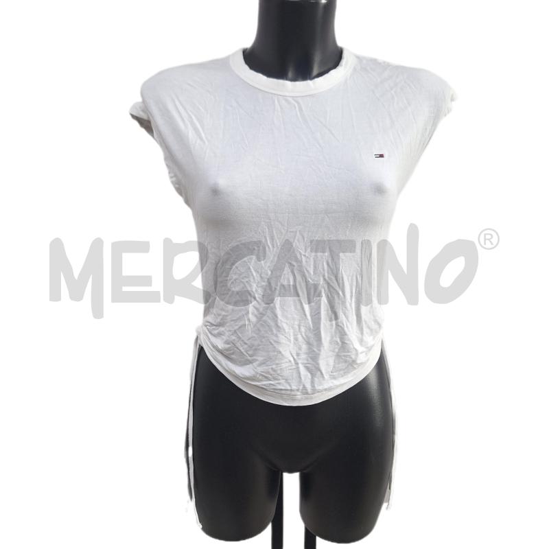 MAGLIA DONNA TOMMY JEANS BIANCO LACCI LATERALI | Mercatino dell'Usato Ottaviano 1
