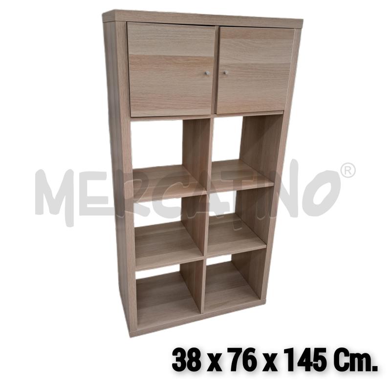 MOBILE SCAFFALE IKEA KALLAX ROVERE + 2 PORTE  | Mercatino dell'Usato Ottaviano 1