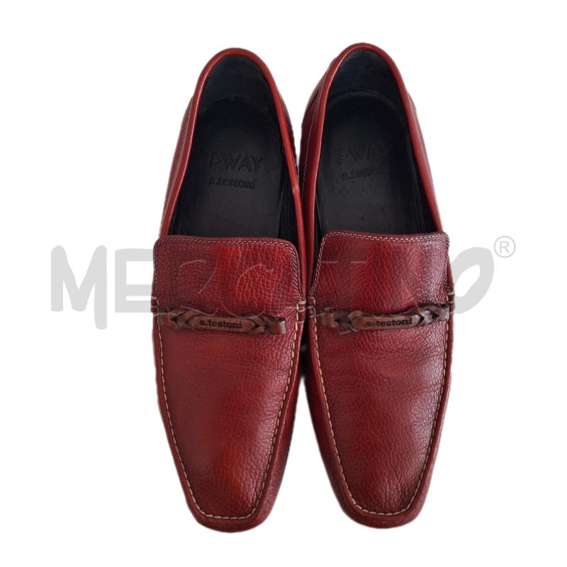 MOCASSINI PELLE UOMO T-WAY A.TESTONI ROSSO | Mercatino dell'Usato Ottaviano 1