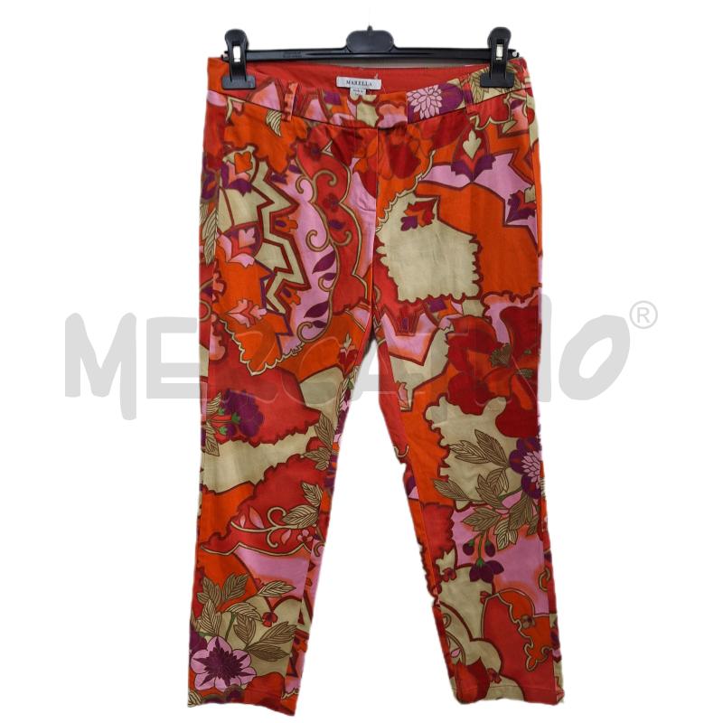 PANTALONE DONNA MARELLA FIORI ROSSO ARANCIONE | Mercatino dell'Usato Ottaviano 1