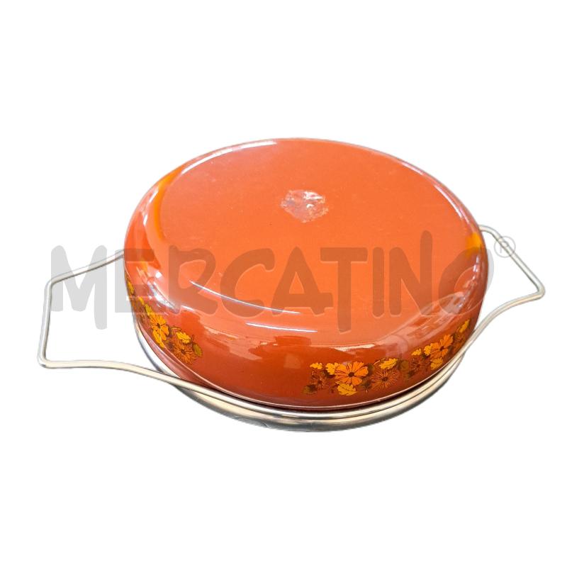 PENTOLA TEGAME METALLO VINTAGE SMALTATO ARANCIONE + COPERCHIO - 22 CM. | Mercatino dell'Usato Ottaviano 3