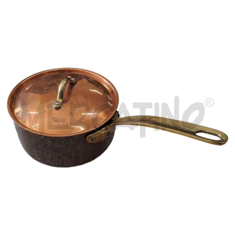 PENTOLINO PICCOLO RAME MANICO LUNGO + COPERCHIO - 16 CM. | Mercatino dell'Usato Ottaviano 1