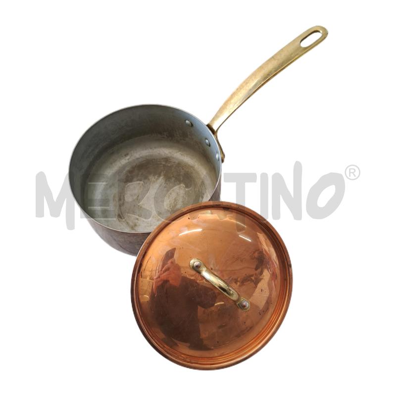 PENTOLINO PICCOLO RAME MANICO LUNGO + COPERCHIO - 16 CM. | Mercatino dell'Usato Ottaviano 2