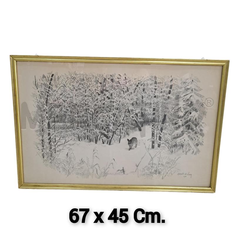 QUADRO / STAMPA LEPRE IN NATURA HARALD WIBERG 1981 | Mercatino dell'Usato Ottaviano 1