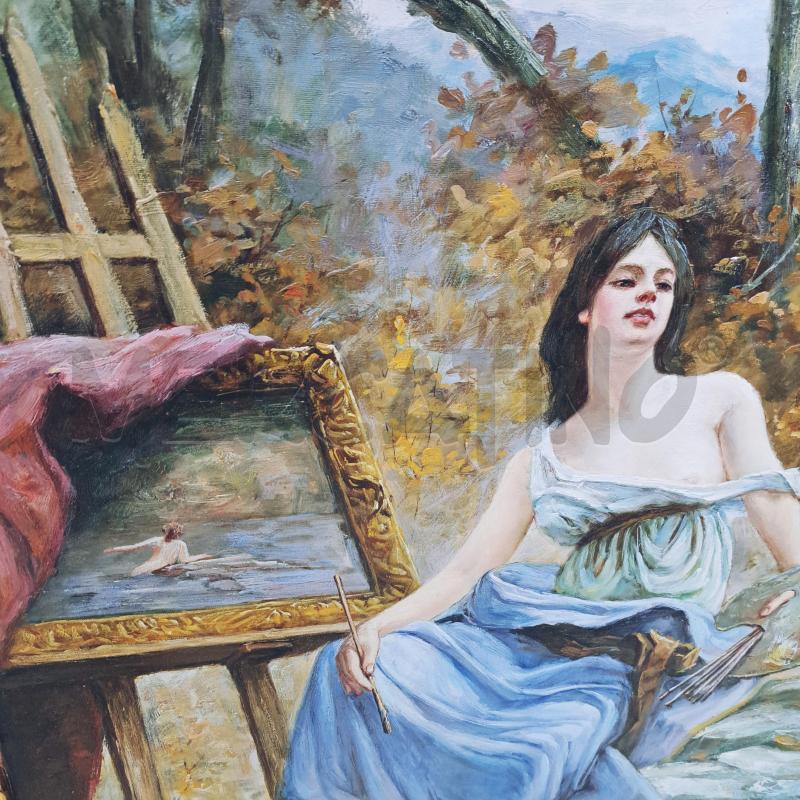 QUADRO DONNA CHE DIPINGE CORNICE LEGNO DORATO  | Mercatino dell'Usato Ottaviano 3