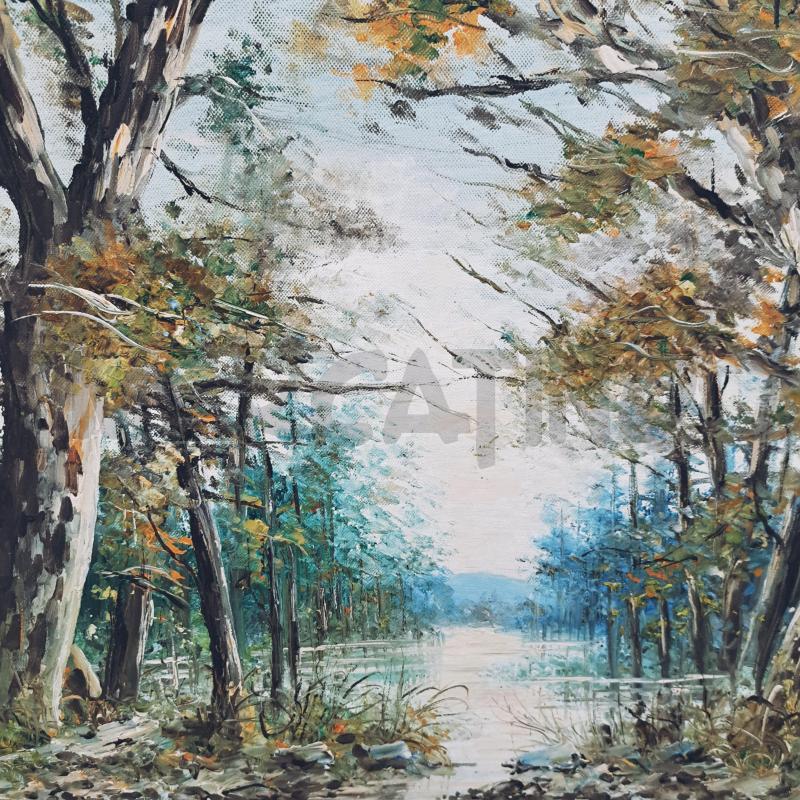 QUADRO FORESTA DIPINTO CORNICE LEGNO GHIRIGORI  | Mercatino dell'Usato Ottaviano 3
