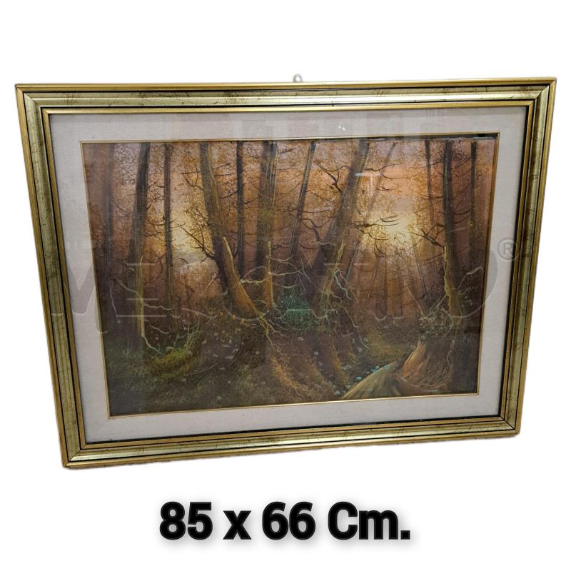 QUADRO PAESAGGIO ALBERI CORNICE DORATO  | Mercatino dell'Usato Ottaviano 1