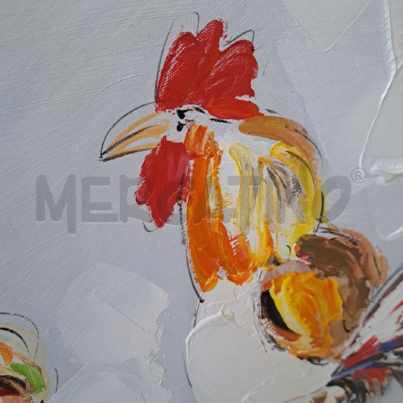 QUADRO TELA DIPINTO 3 GALLI - 90 X 60 CM.  | Mercatino dell'Usato Ottaviano 3