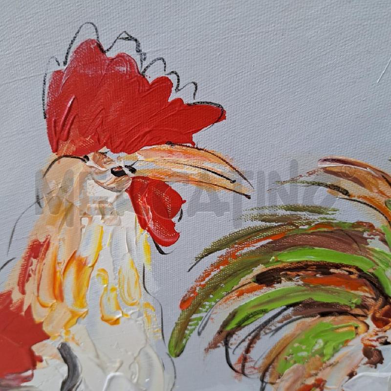 QUADRO TELA DIPINTO 3 GALLI - 90 X 60 CM.  | Mercatino dell'Usato Ottaviano 4