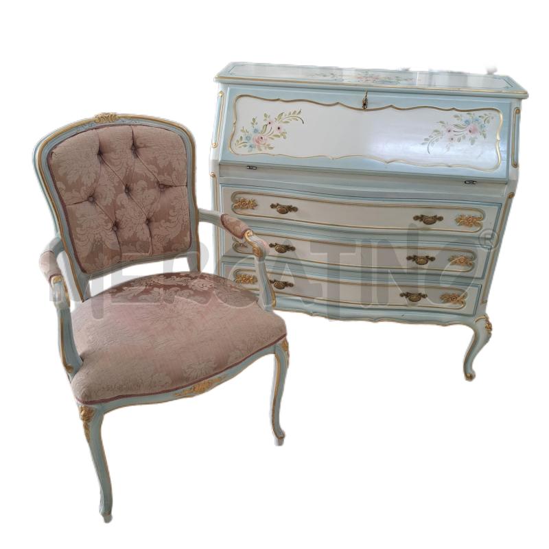 RIBALTA STILE VENEZIANO 3 CASSETTI BIANCO CELESTE + POLTRONA  | Mercatino dell'Usato Ottaviano 1