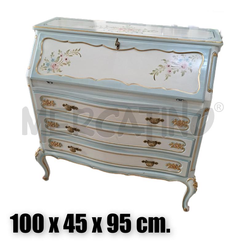 RIBALTA STILE VENEZIANO 3 CASSETTI BIANCO CELESTE + POLTRONA  | Mercatino dell'Usato Ottaviano 2