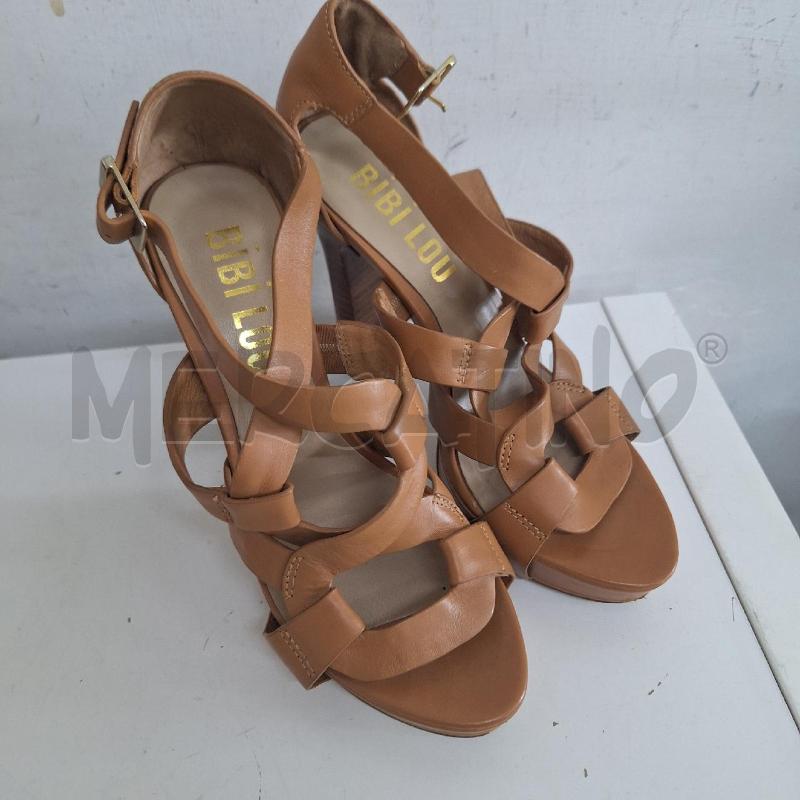 SANDALI DONNA BIBI LOU MARRONE TACCO | Mercatino dell'Usato Ottaviano 2