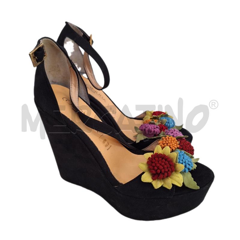 SANDALI DONNA COCONUDA NERO FIORI | Mercatino dell'Usato Ottaviano 1