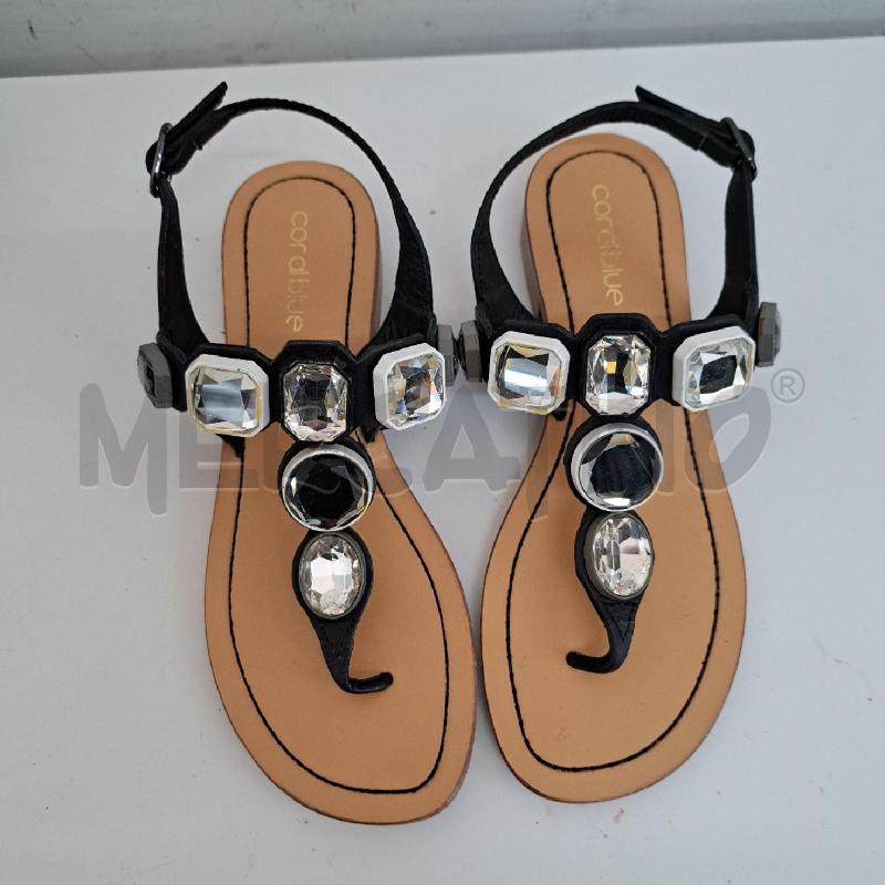 SANDALI DONNA CORAL BLUE NERO APPLICAZIONI | Mercatino dell'Usato Ottaviano 2