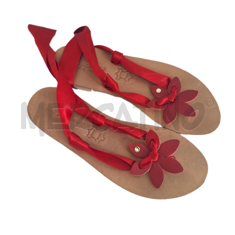 SANDALI DONNA POSITANOMARE ROSSO FIORE | Mercatino dell'Usato Ottaviano 1