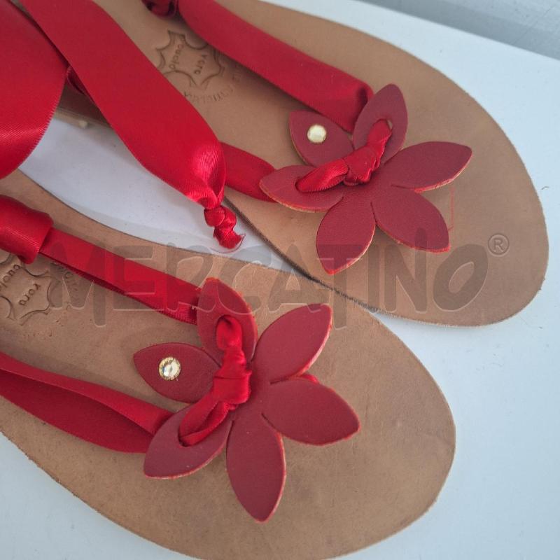 SANDALI DONNA POSITANOMARE ROSSO FIORE | Mercatino dell'Usato Ottaviano 3