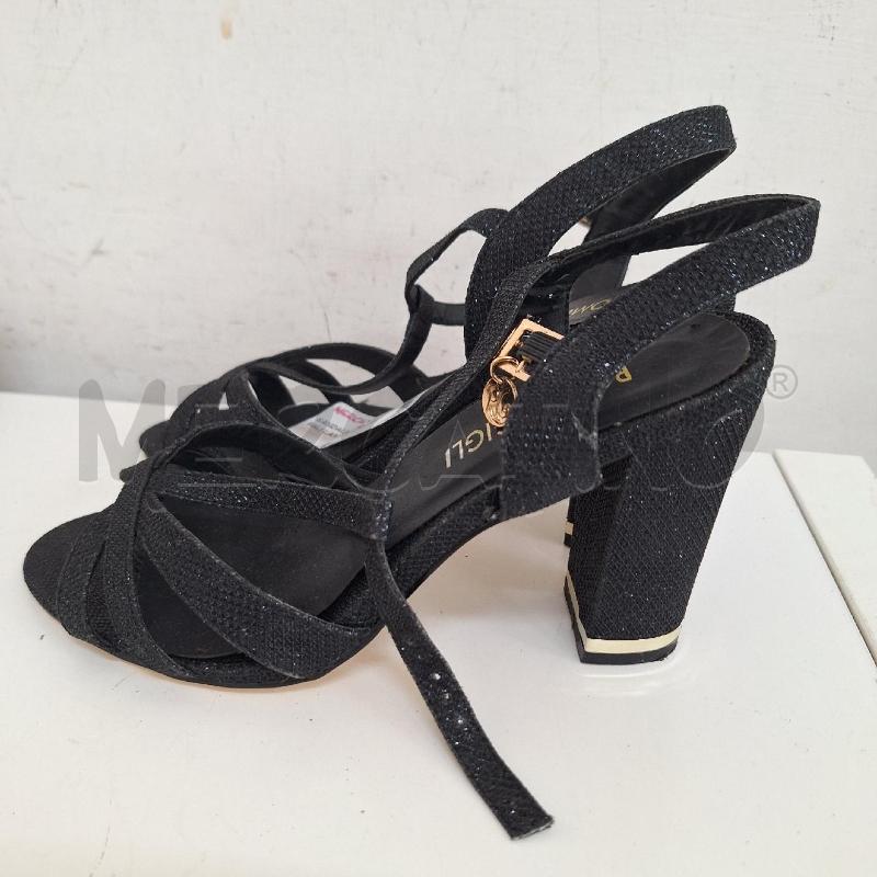 SANDALI DONNA ROMEO GIGLI LAMINATO NERO  | Mercatino dell'Usato Ottaviano 2