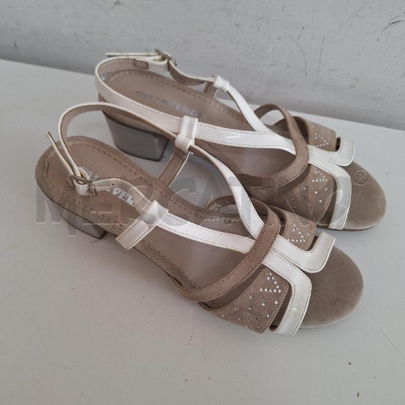 SANDALI DONNA VALLEVERDE BEIGE BIANCO TACCO | Mercatino dell'Usato Ottaviano 2