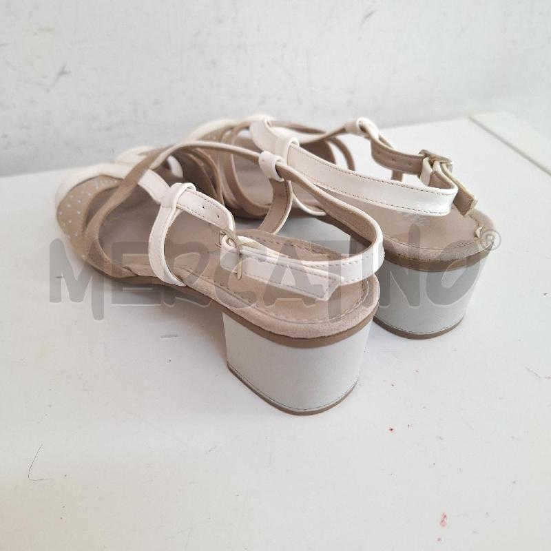 SANDALI DONNA VALLEVERDE BEIGE BIANCO TACCO | Mercatino dell'Usato Ottaviano 3