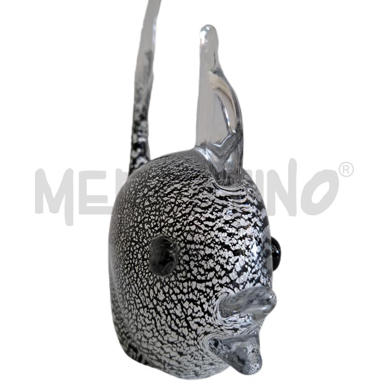 SCULTURA VETRO V. NASON & C PESCIOLINO MURANO NERO BIANCO - 22 X 18 CM. | Mercatino dell'Usato Ottaviano 2