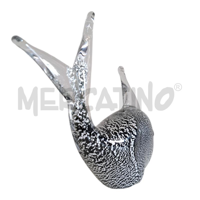 SCULTURA VETRO V. NASON & C PESCIOLINO MURANO NERO BIANCO - 22 X 18 CM. | Mercatino dell'Usato Ottaviano 3