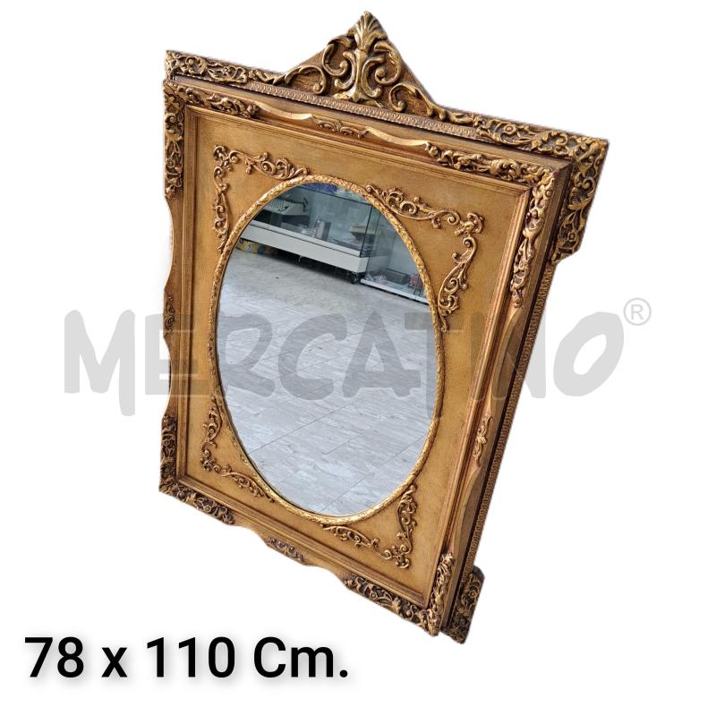 SPECCHIO OVALE GRANDE CORNICE DORATO LEGNO  | Mercatino dell'Usato Ottaviano 1