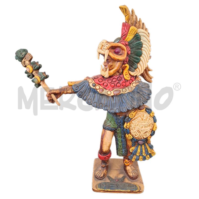 STATUA GUERRIERO AZTECO EAGLE WARRIOR PIETRE DECORATIVE - 41 X 35 CM.  | Mercatino dell'Usato Ottaviano 1