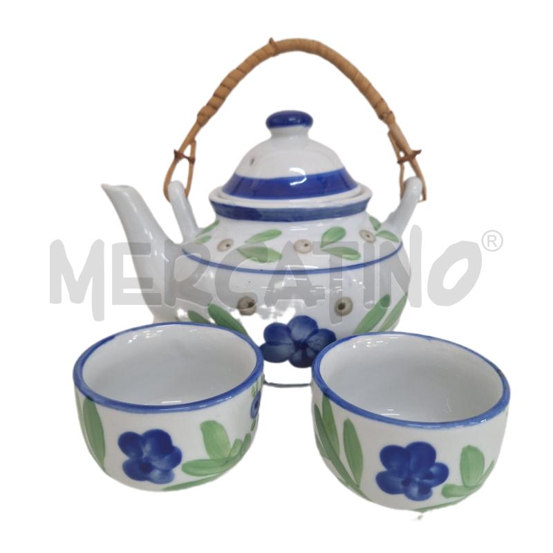 TEIERA FINE PORCELLANA + 6 CERAMICA BLU BIANCO  | Mercatino dell'Usato Ottaviano 1