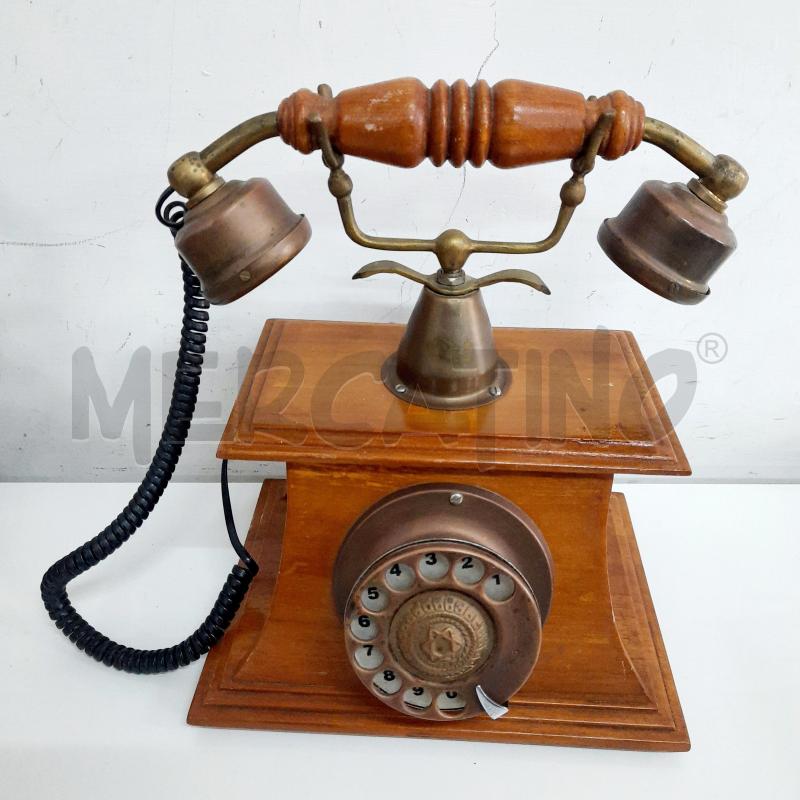 TELEFONO VINTAGE LEGNO OTTONE  | Mercatino dell'Usato Ottaviano 1