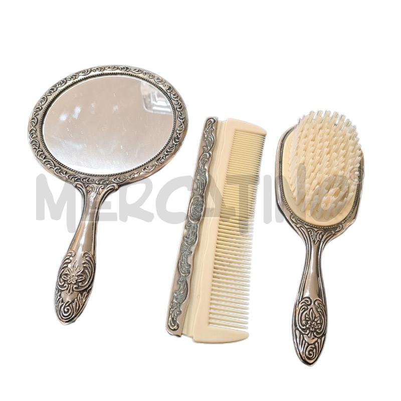 TRIS SPAZZOLA PETTINE SPECCHIO SILVER RILIEVO  | Mercatino dell'Usato Ottaviano 2