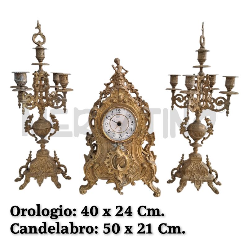 TRITTICO CANDELABRI OROLOGIO OTTONATO STILE BAROCCO LUIGI XV | Mercatino dell'Usato Ottaviano 1