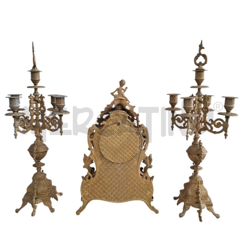 TRITTICO CANDELABRI OROLOGIO OTTONATO STILE BAROCCO LUIGI XV | Mercatino dell'Usato Ottaviano 2