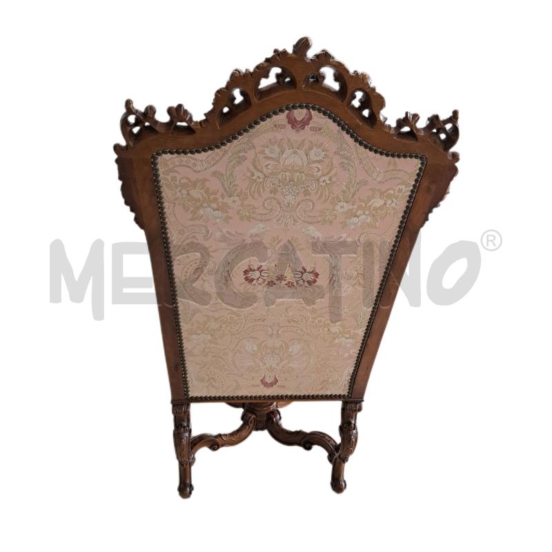 TRONO POLTRONA BAROCCO LEGNO SCURO INTAGLI SEDUTA FIORI  | Mercatino dell'Usato Ottaviano 3