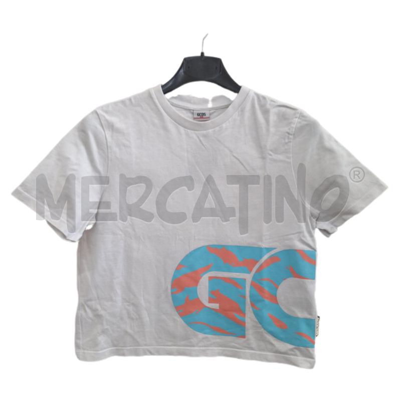 T SHIRT BAMBINA GCDS MINI BIANCO ROSA AZZURRO | Mercatino dell'Usato Ottaviano 1