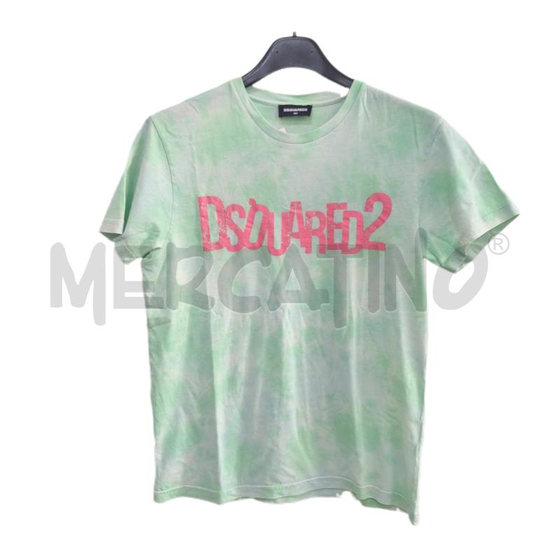 T SHIRT BAMBINO DSQUARED VERDE SCRITTA ROSA | Mercatino dell'Usato Ottaviano 1