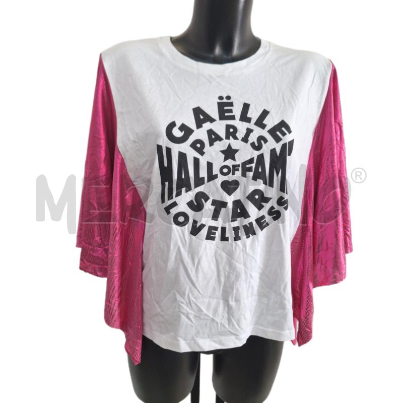T SHIRT DONNA GAELLE PARIS BIANCO ROSA LAMINATO | Mercatino dell'Usato Ottaviano 1