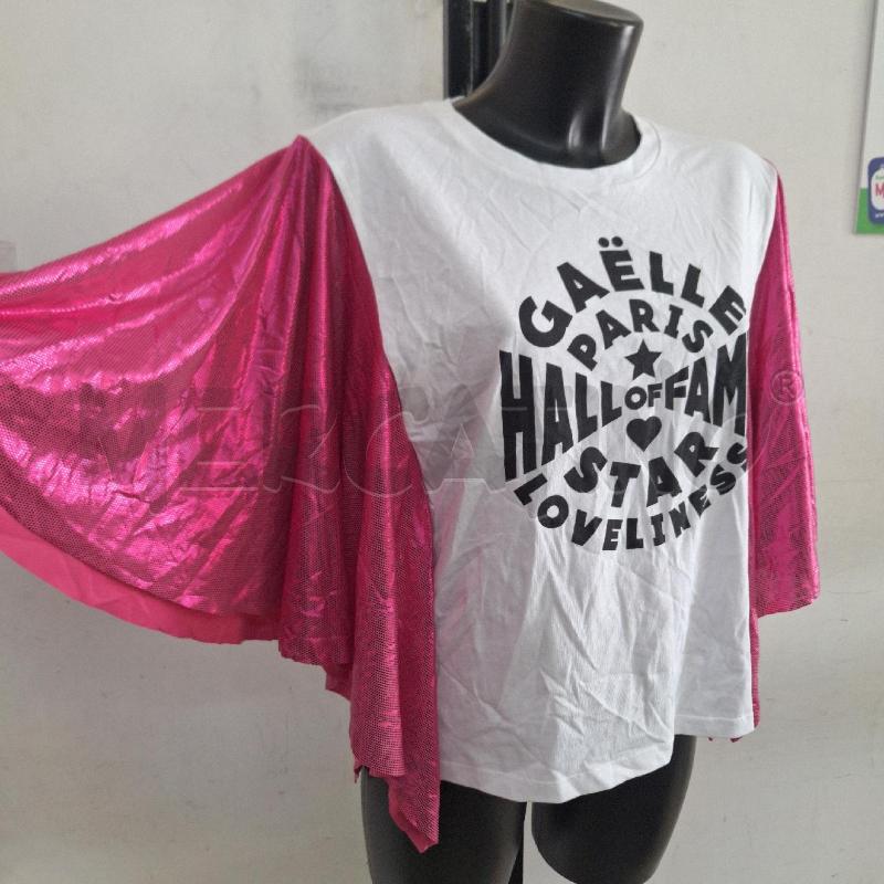 T SHIRT DONNA GAELLE PARIS BIANCO ROSA LAMINATO | Mercatino dell'Usato Ottaviano 2
