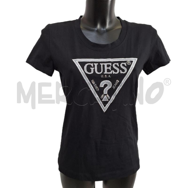 T SHIRT DONNA GUESS NERO STRASS NUOV | Mercatino dell'Usato Ottaviano 1