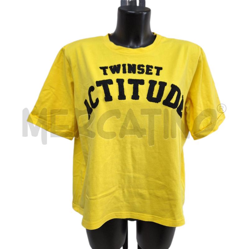 T SHIRT DONNA TWIN-SET ACTITUDE GIALLO NERO | Mercatino dell'Usato Ottaviano 1