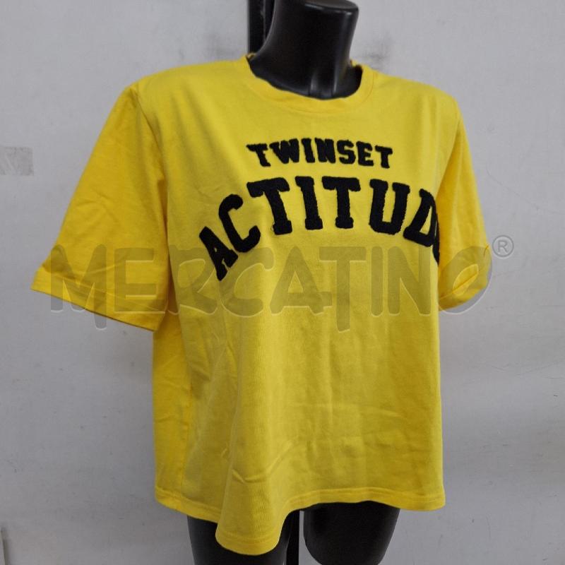 T SHIRT DONNA TWIN-SET ACTITUDE GIALLO NERO | Mercatino dell'Usato Ottaviano 2