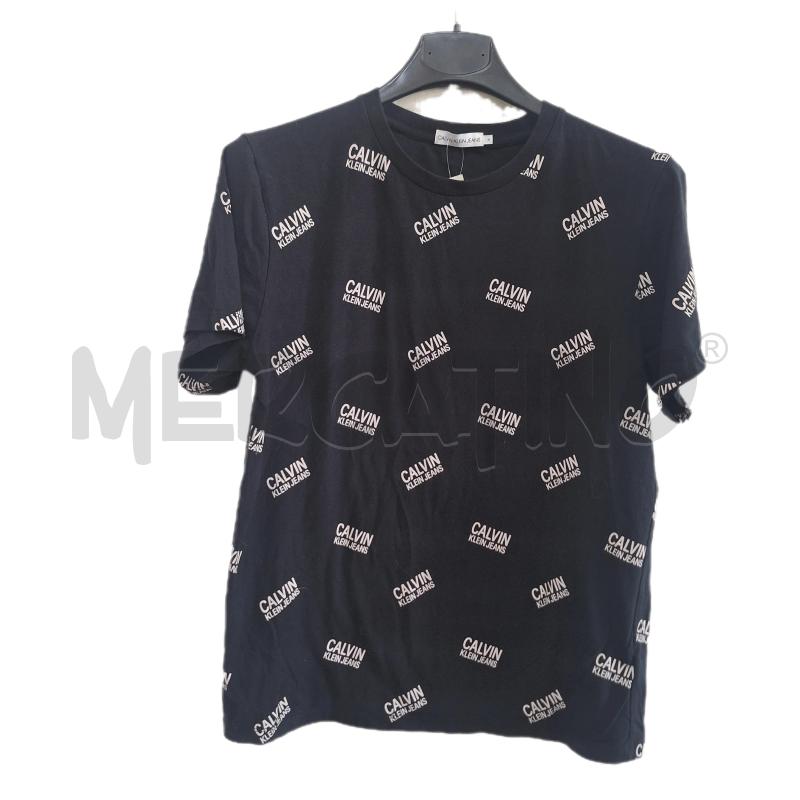 T SHIRT RAGAZZO CALVIN KLEIN JEANS NERO LOGHI | Mercatino dell'Usato Ottaviano 1